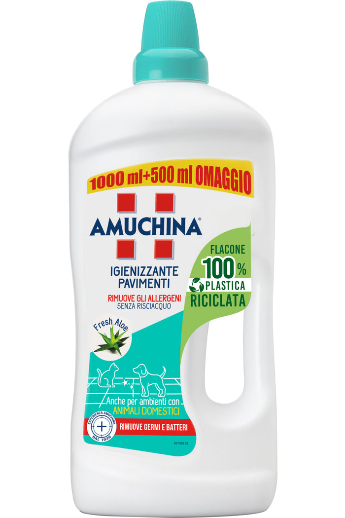 Detergent Pardoseli Igienizant 1,5 L cu Aloe pentru Curatare si Igienizare Fara Clatire Import Italia
