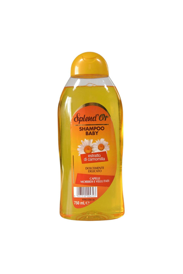 Splend'Or Baby Șampon pentru Copii cu Mușețel 750 ml – Șampon Delicat pentru Păr, Formula Zero Lacrimi, Vegan, Importat din Italia
