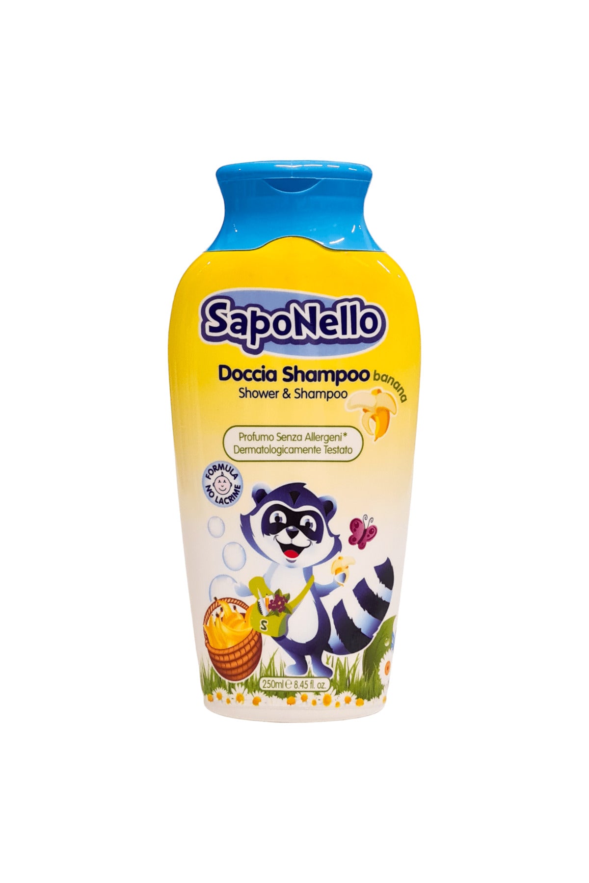 SapoNello Banană Șampon pentru Copii 250 ml – Fără Lacrimi, Parfum de Banană, Import Italia
