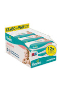 Servetele umede Sensitive, 12 pachete x 80 servetele, 960 bucati