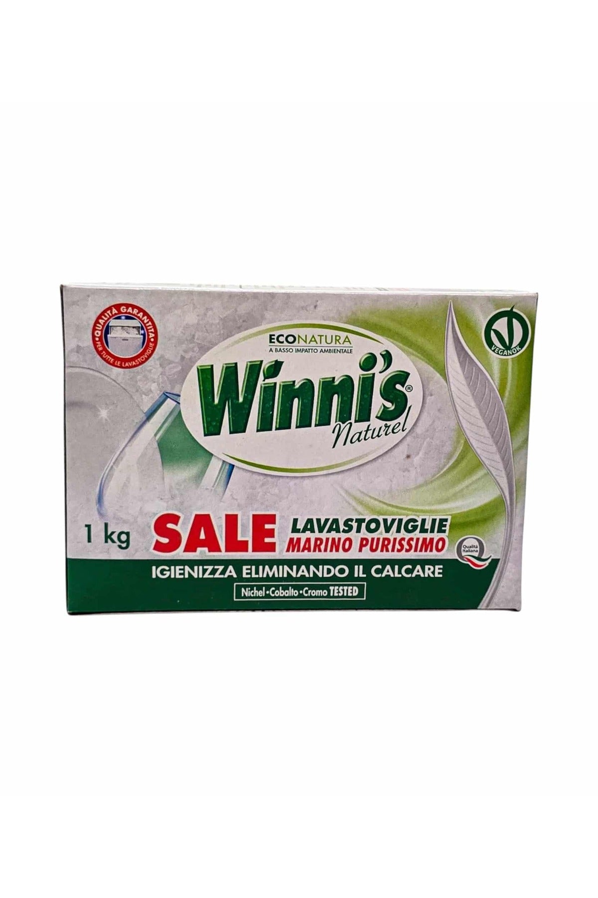 Winni's Naturel Sare Masina de Spalat Vase Import Italia, Pur Marin, Anti-Calcar, 1kg, Vegana