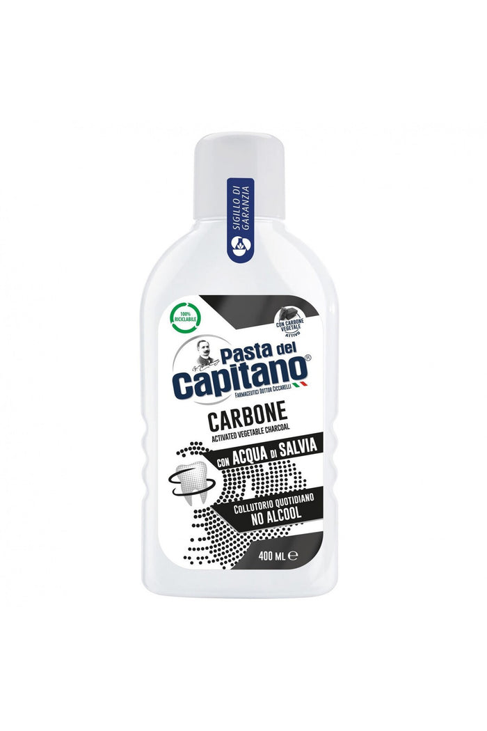 Pasta del Capitano Apă de Gură cu Cărbune pentru Albire, 400 ml, Import Italia