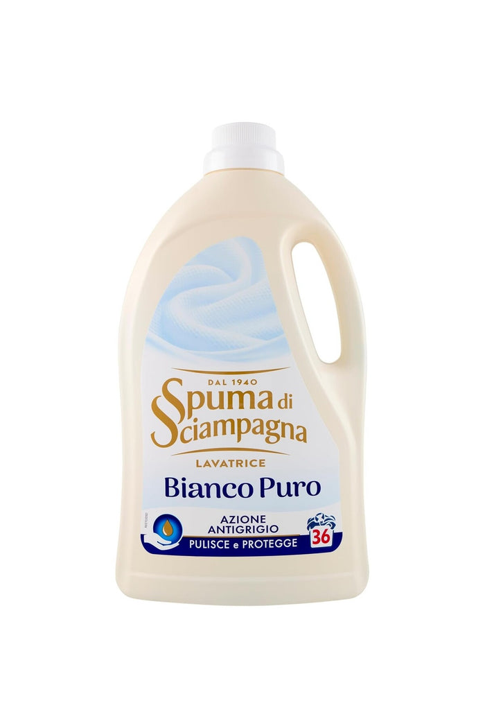 Spuma di Sciampagna Bianco Puro Detergent Lichid Igienizant pentru Rufe Import Italia, Anti-Gri, 36 Spălări, 1620 ml